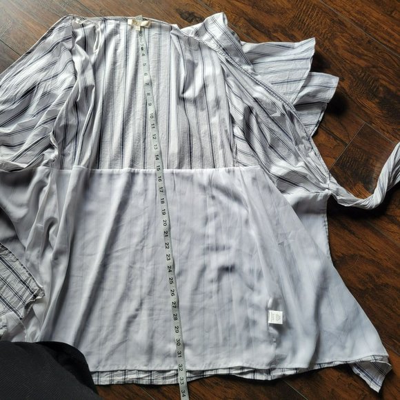 Wayf Womans White Blue Beach Beckett V-Neck Striped Wrap Dress Size Small - Picture 7 of 11